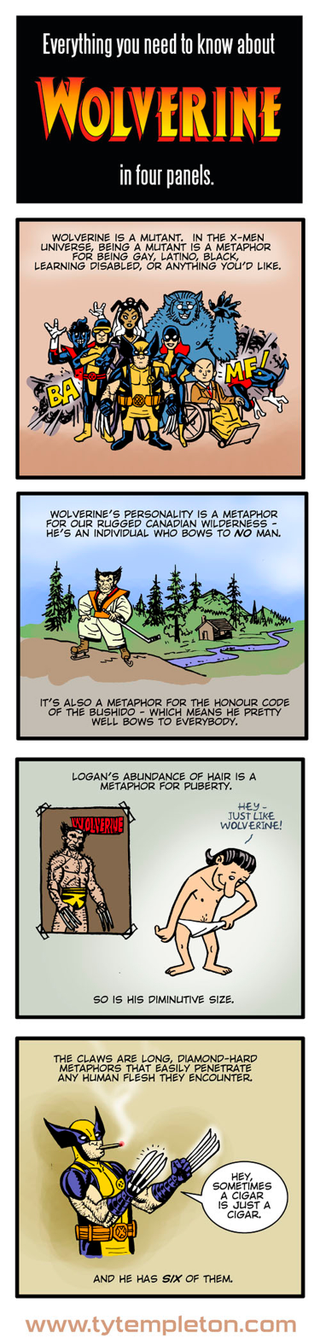 Illustration for article titled The psychoanylizing Wolverine in four panels